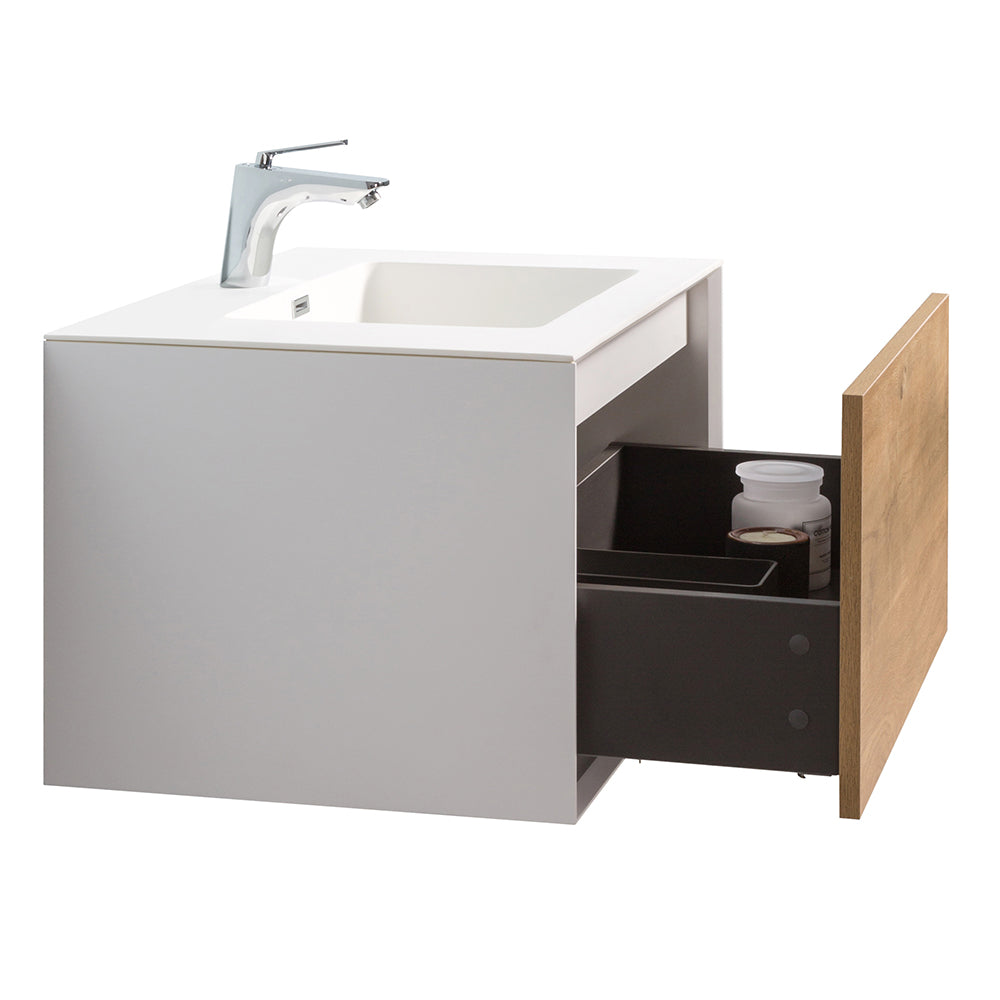 Weston Bathroom Vanity in Oak with White Cultured Marble Top