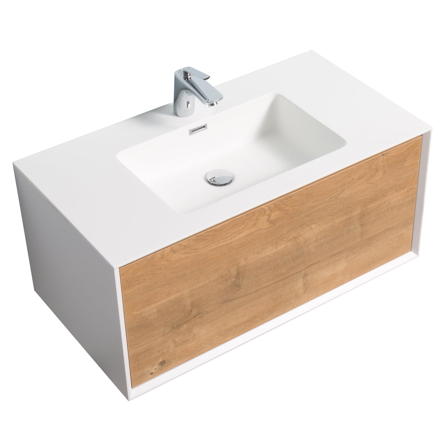 Weston Bathroom Vanity in Oak with White Cultured Marble Top