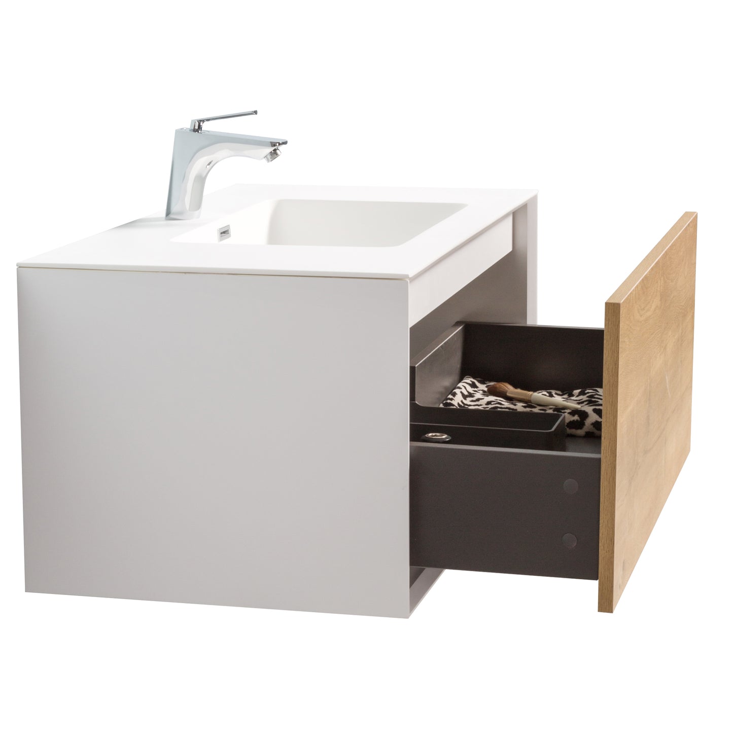 Weston Bathroom Vanity in Oak with White Cultured Marble Top