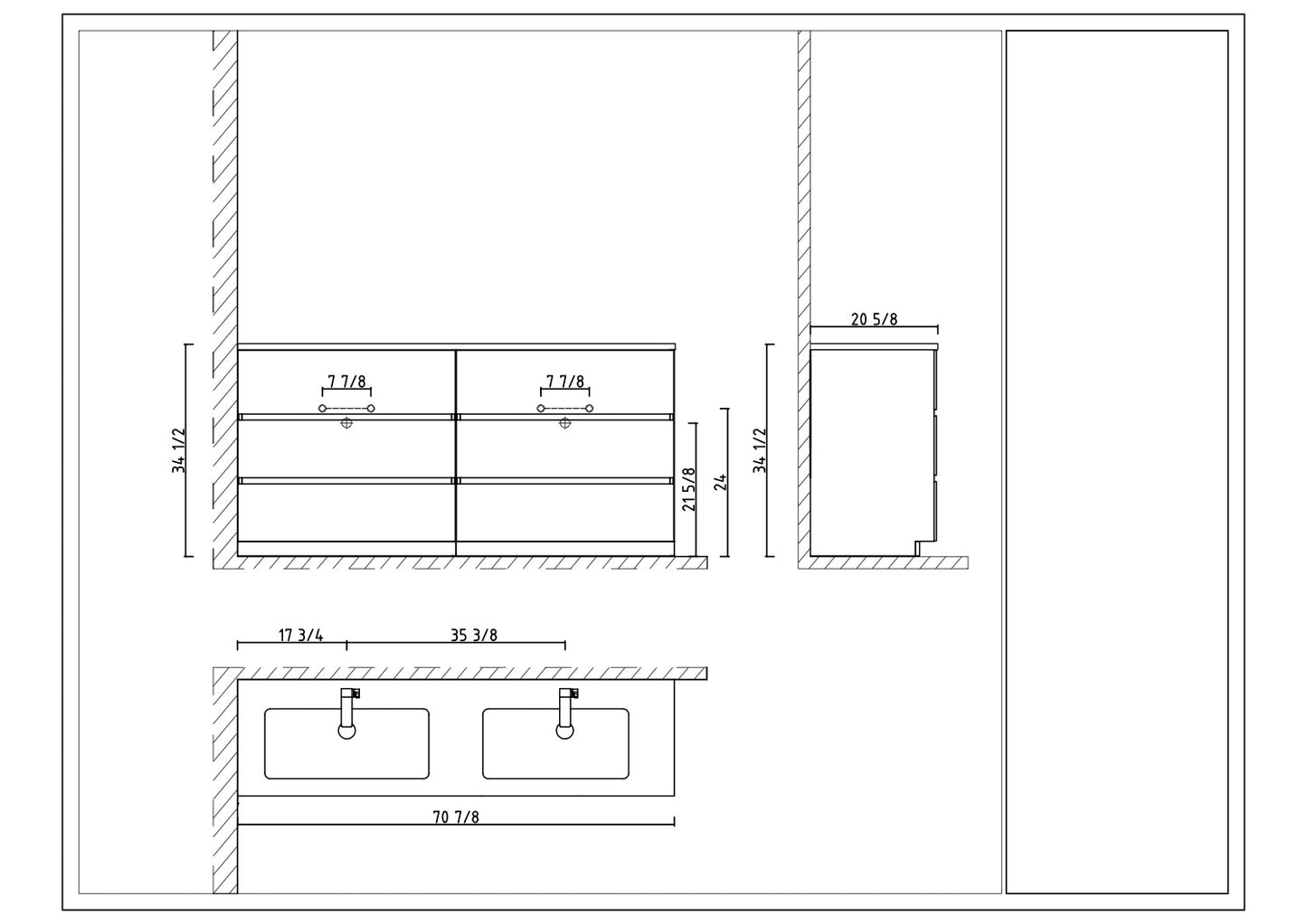 Cascade 71 in. Bathroom Furniture Set with Cabinet and Basin
