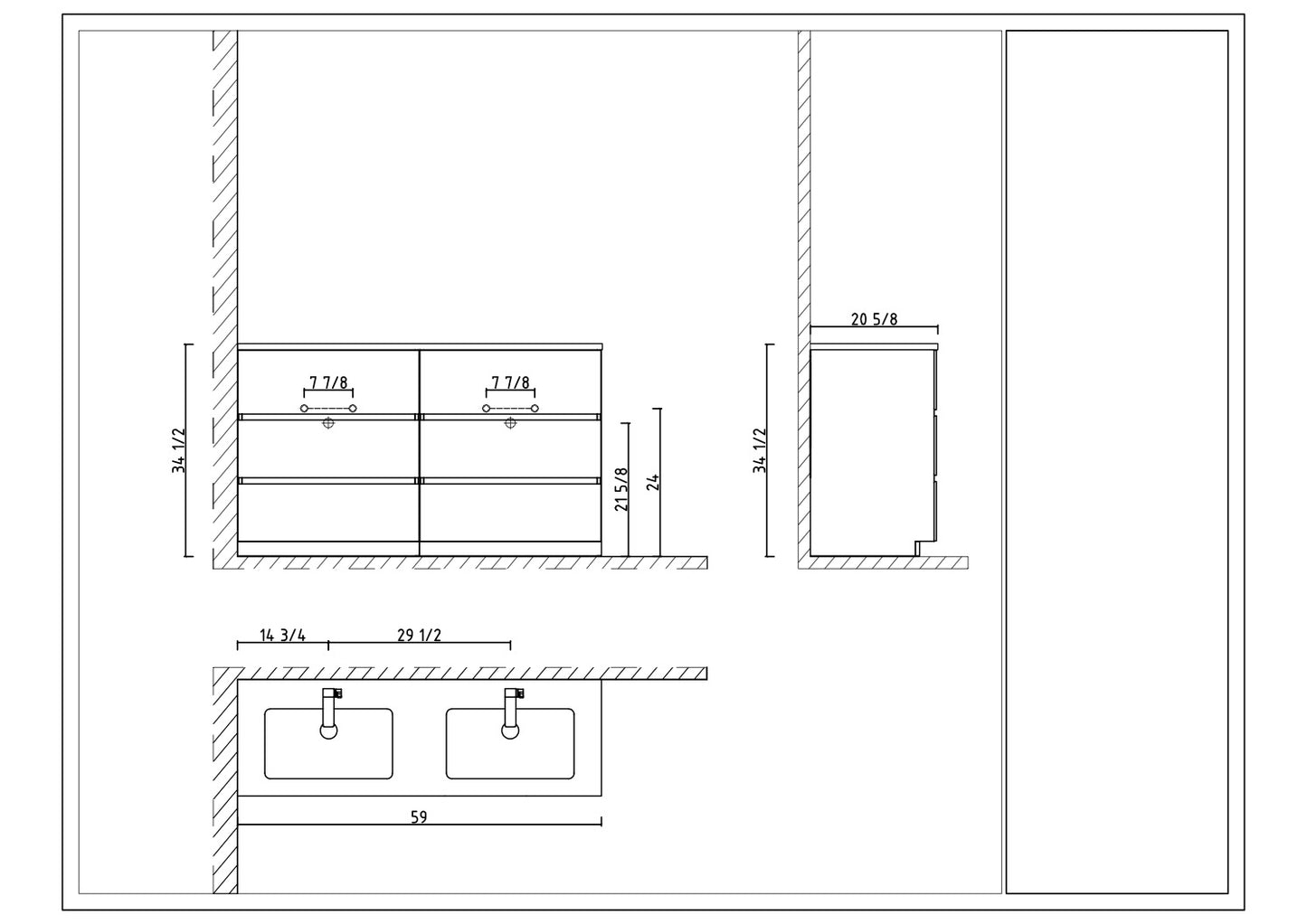 Cascade 59 in. Bathroom Furniture Set with Cabinet and Basin