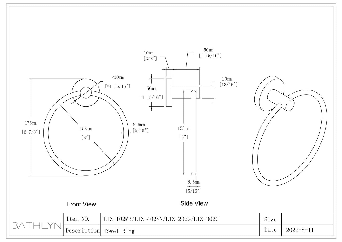 Elizabeth Wall Mounted Towel Ring
