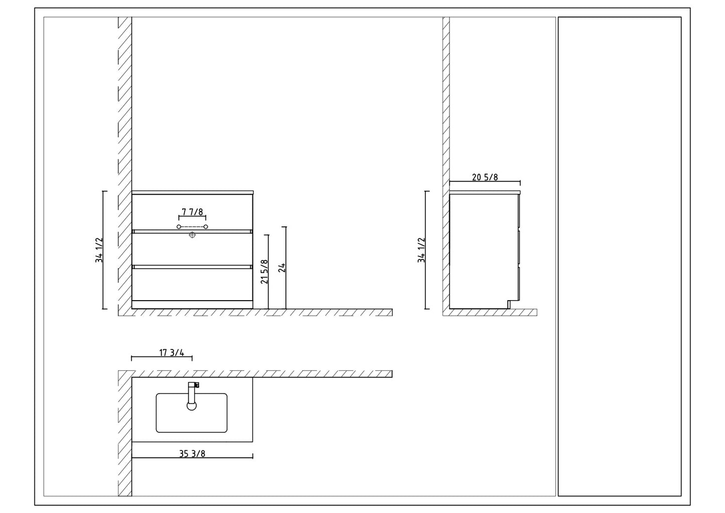 Cascade 36 in. Bathroom Furniture Set with Cabinet and Basin