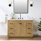 Charlotte Freestanding Bathroom Vanity in Nature Oak with Engineered Stone Countertop