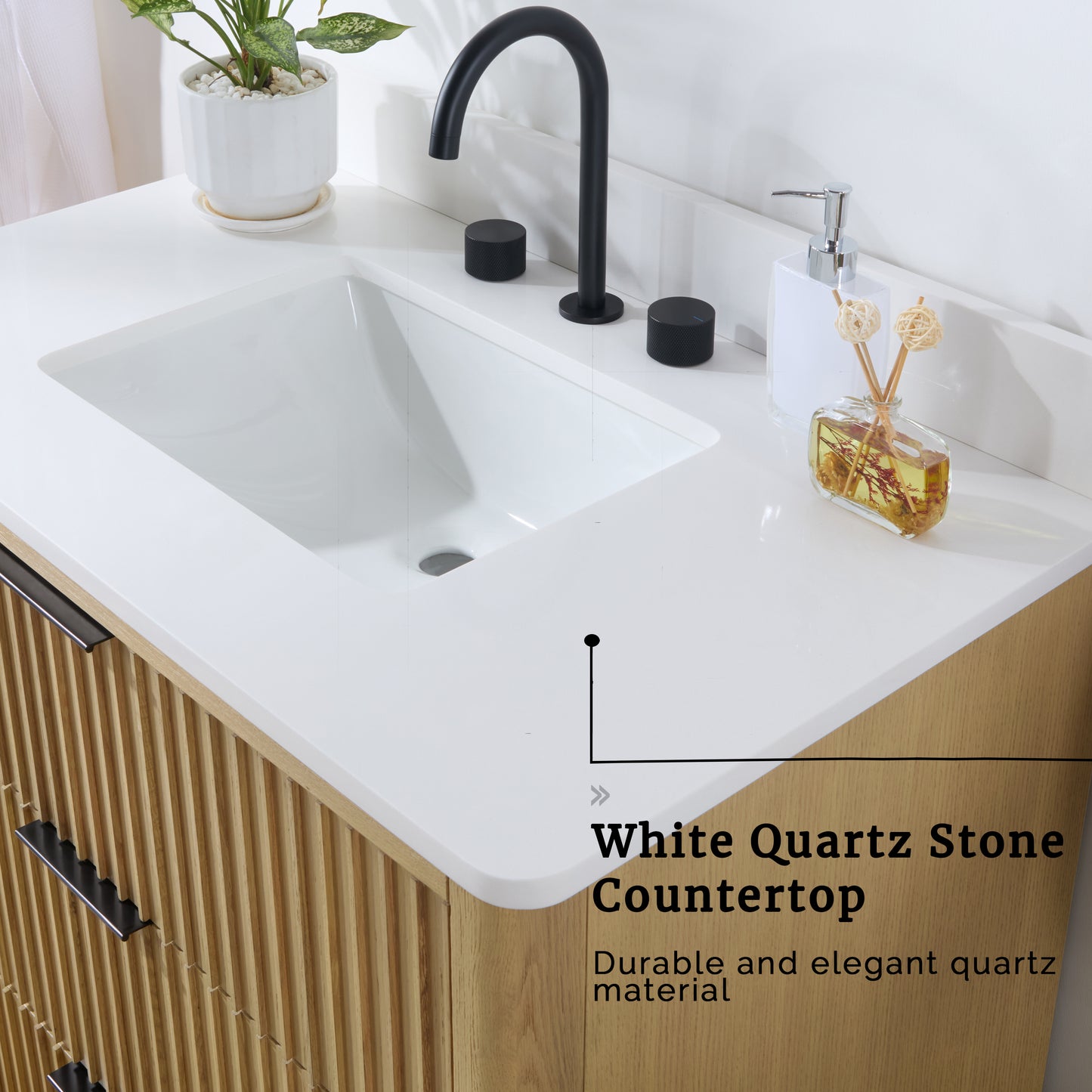 Evelyn Freestanding Bathroom Vanity in Nature Oak with Quartz Countertop