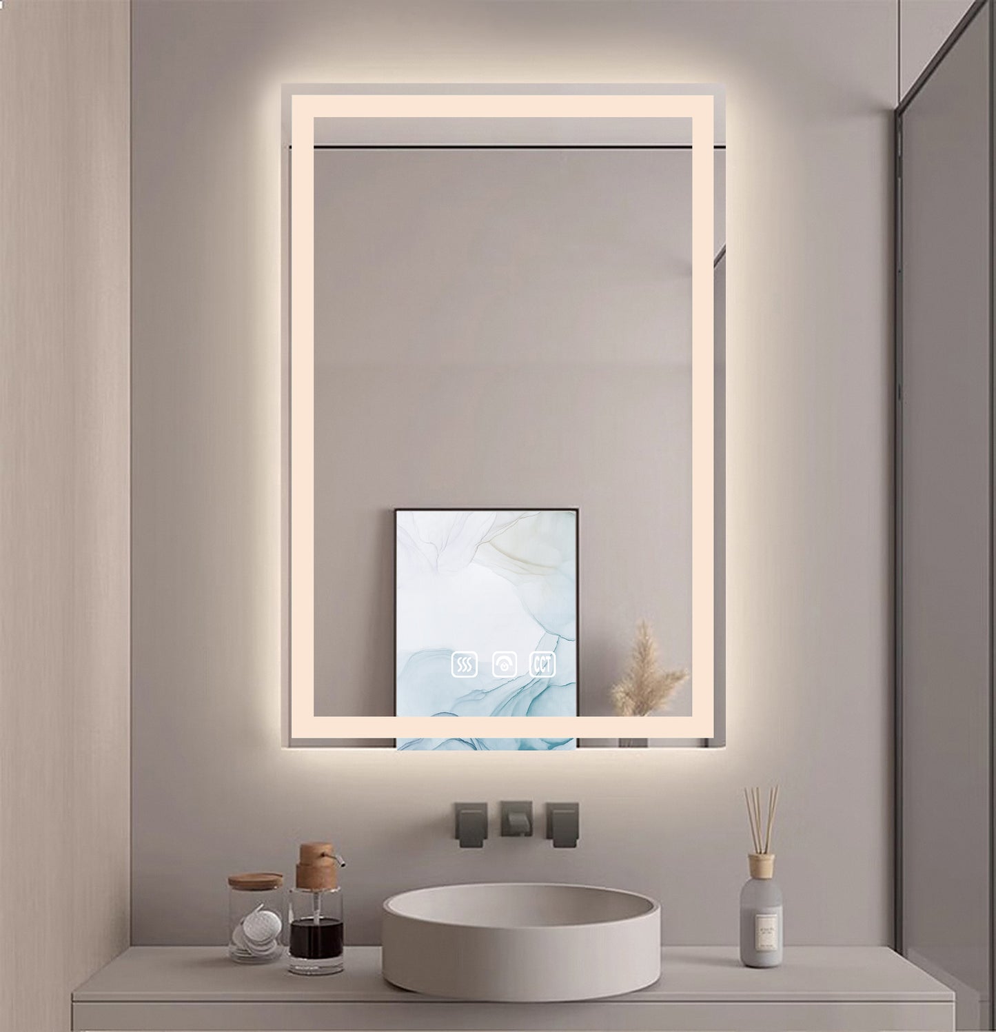 Hampton Rectangular Frameless Anti-Fog Wall Bathroom LED Vanity Mirror