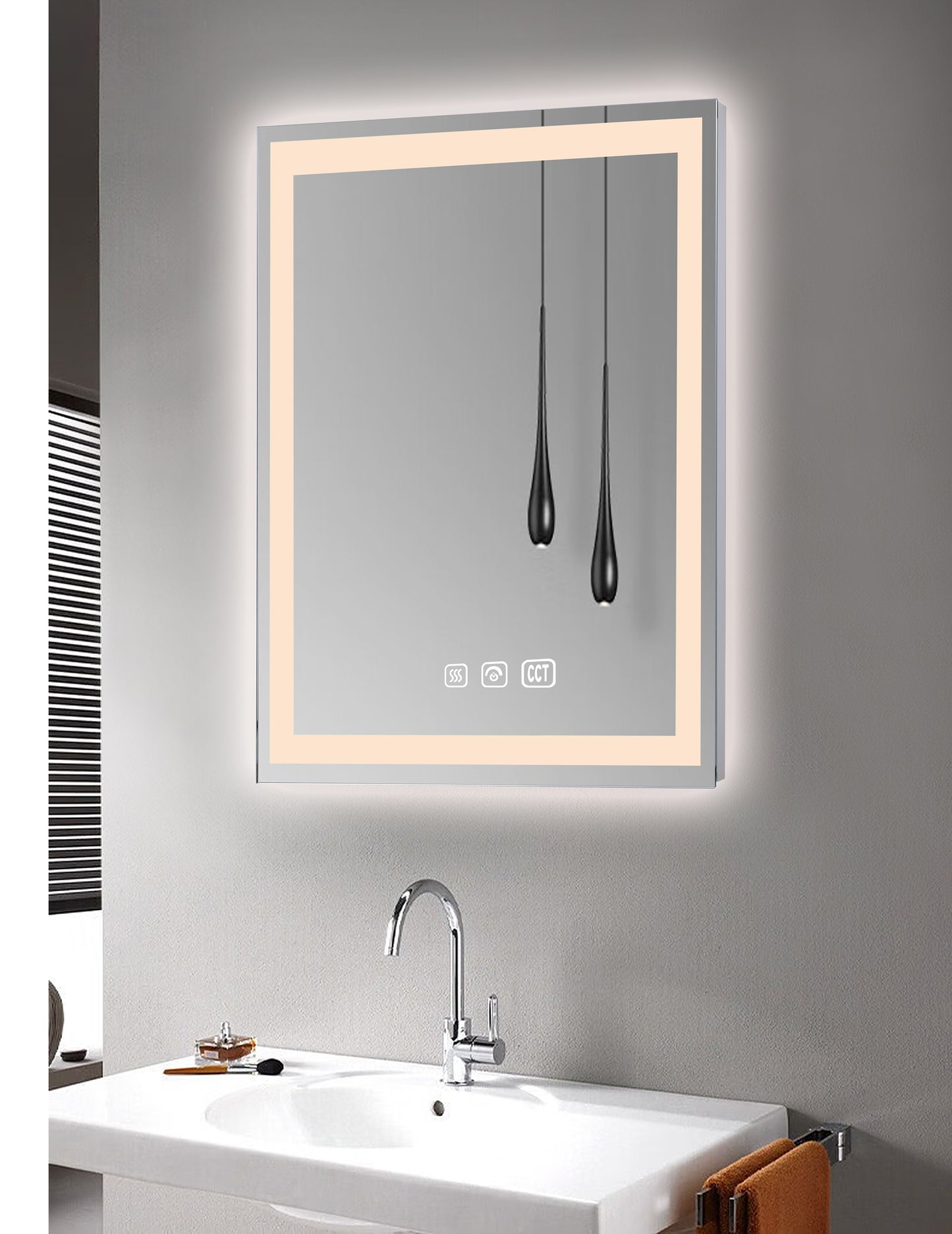 Hampton Rectangular Frameless Anti-Fog Wall Bathroom LED Vanity Mirror