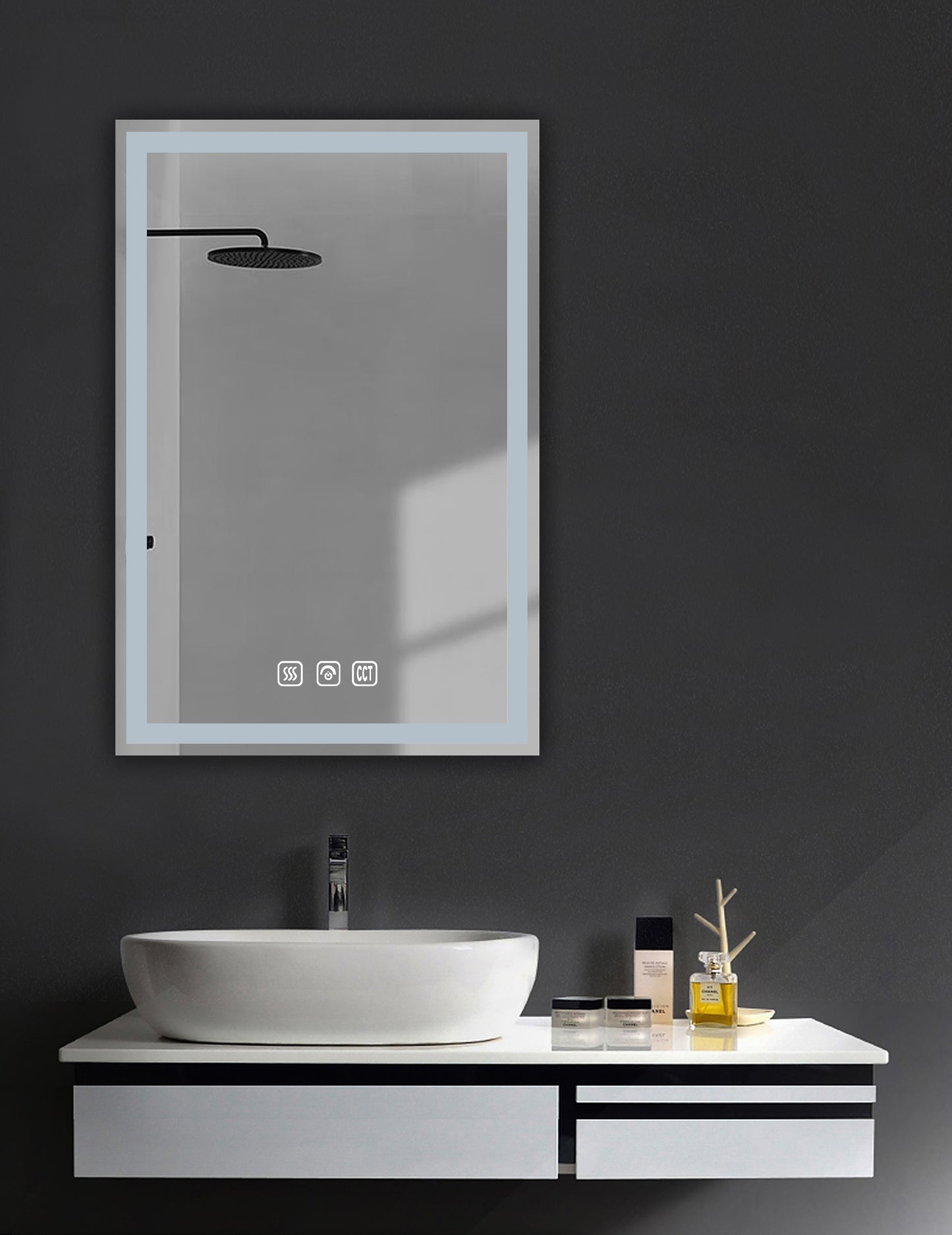 Hampton Rectangular Frameless Anti-Fog Wall Bathroom LED Vanity Mirror