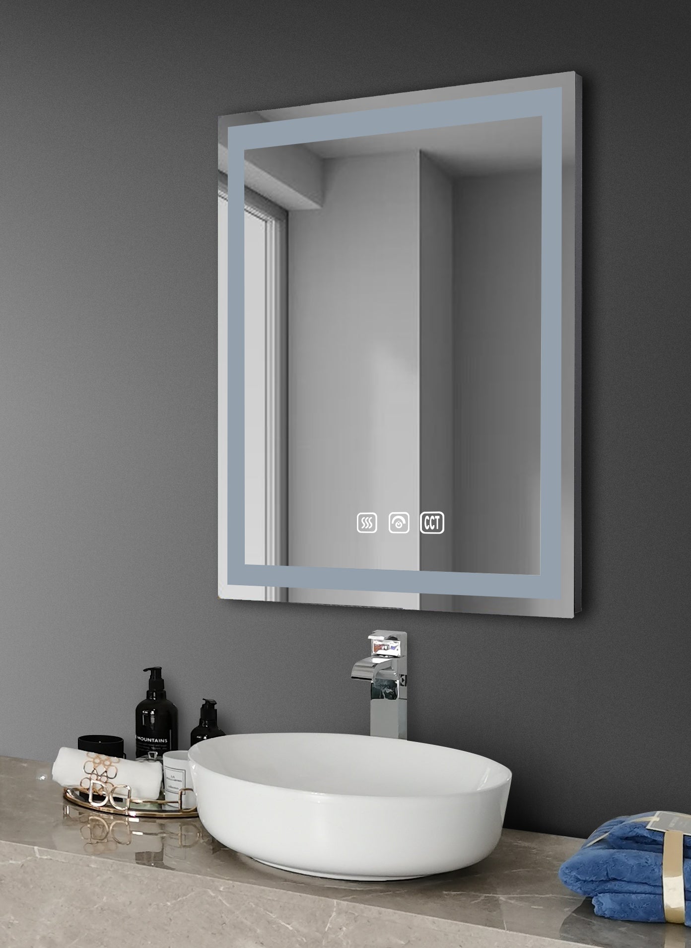 Hampton Rectangular Frameless Anti-Fog Wall Bathroom LED Vanity Mirror