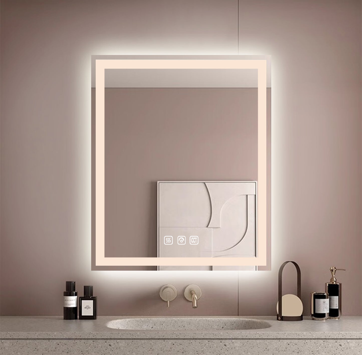 Hampton Rectangular Frameless Anti-Fog Wall Bathroom LED Vanity Mirror