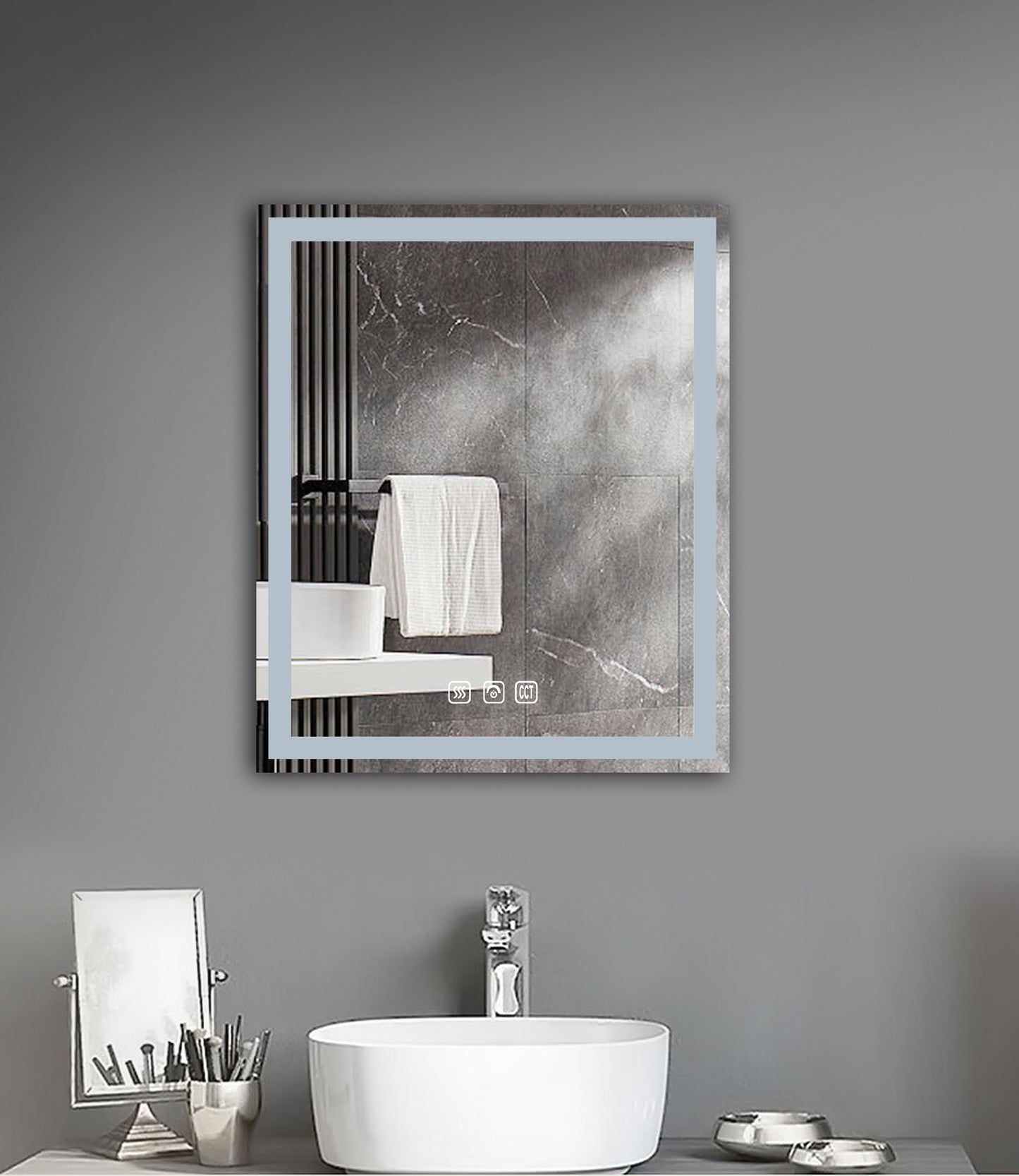 Hampton Rectangular Frameless Anti-Fog Wall Bathroom LED Vanity Mirror