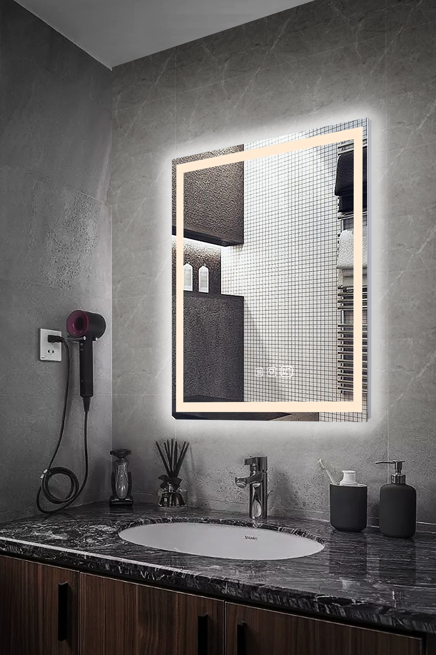 Hampton Rectangular Frameless Anti-Fog Wall Bathroom LED Vanity Mirror