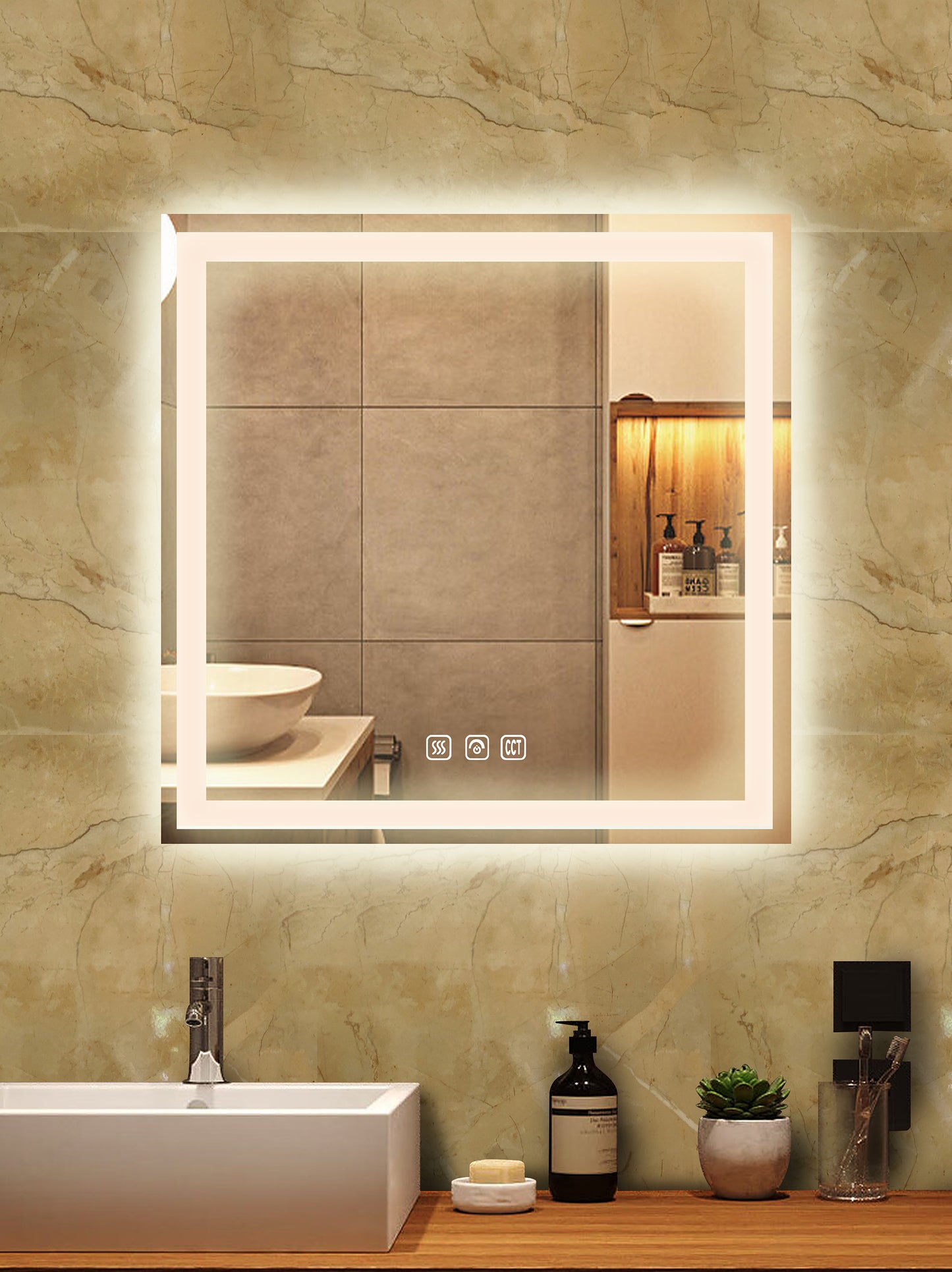 Hampton Rectangular Frameless Anti-Fog Wall Bathroom LED Vanity Mirror