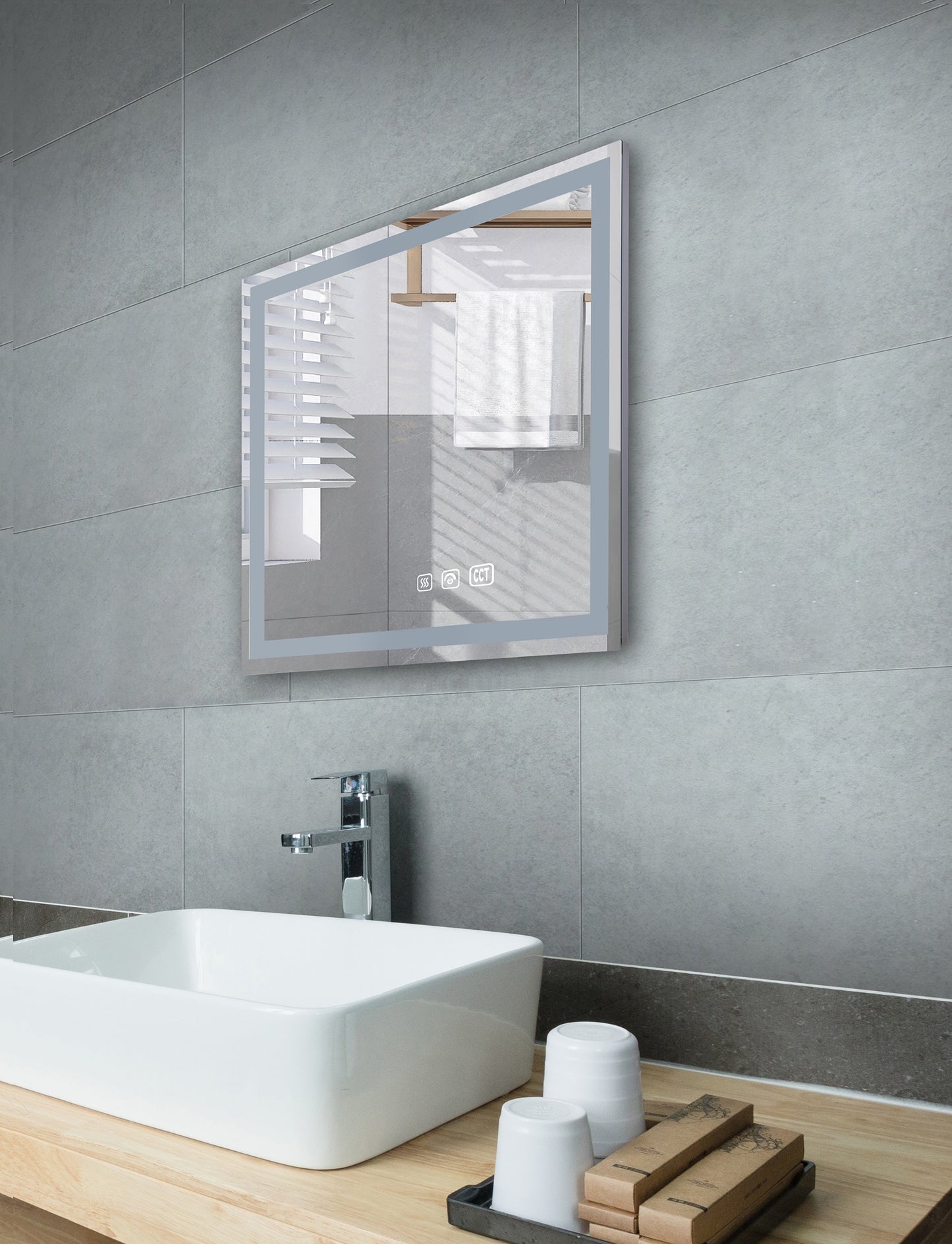 Hampton Rectangular Frameless Anti-Fog Wall Bathroom LED Vanity Mirror