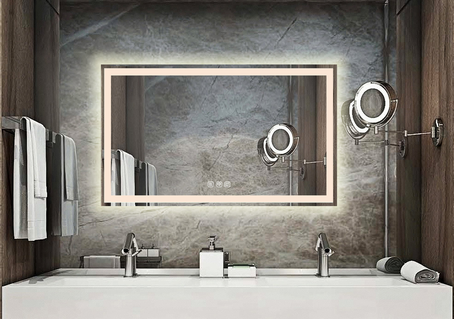 Hampton Rectangular Frameless Anti-Fog Wall Bathroom LED Vanity Mirror