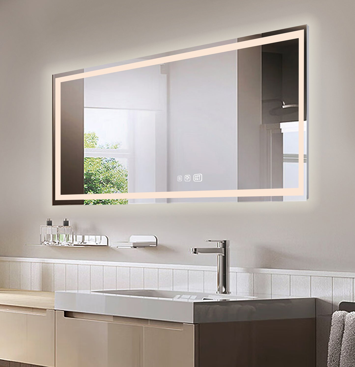 Hampton Rectangular Frameless Anti-Fog Wall Bathroom LED Vanity Mirror