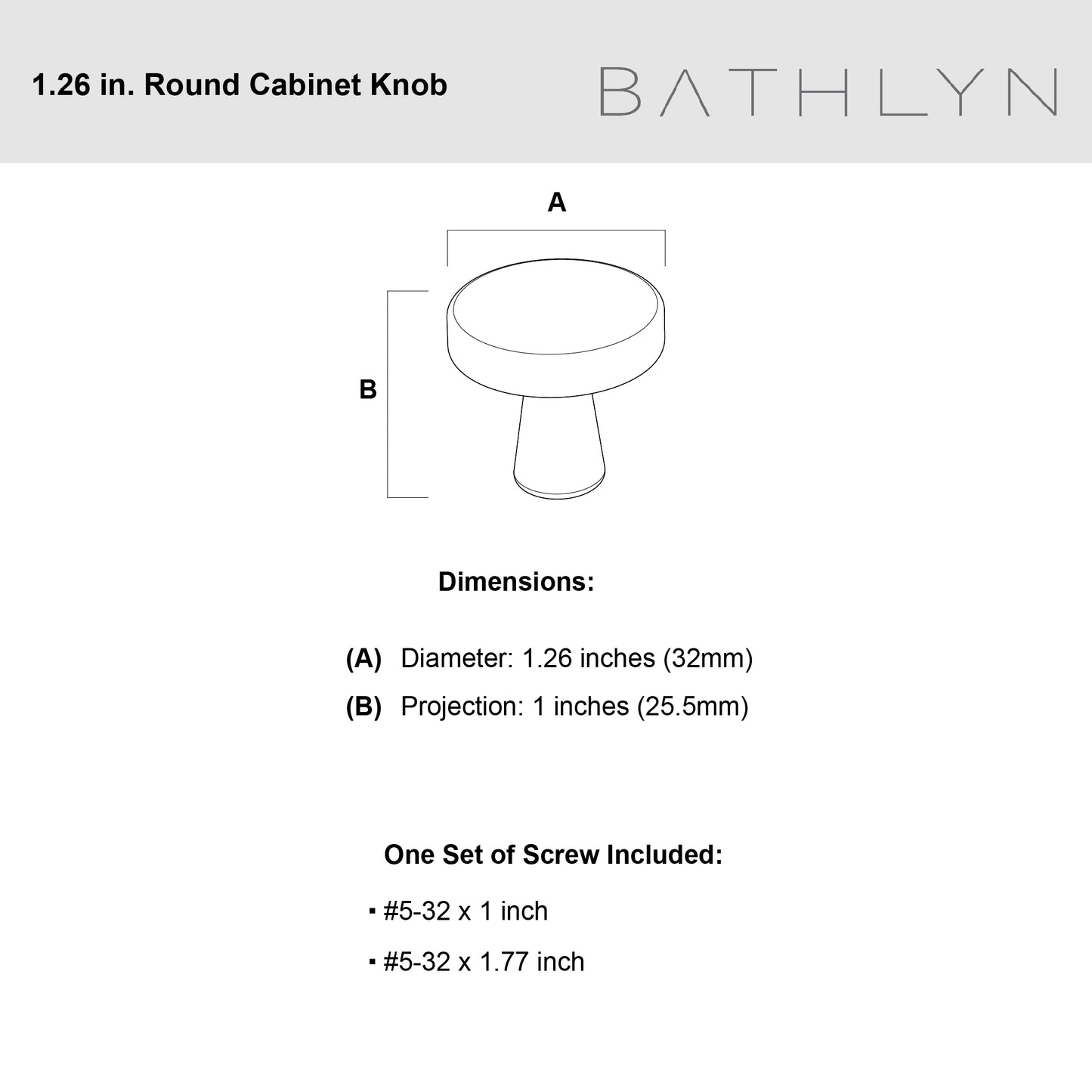 Luna 1.26 in. (32 mm) Modern Round Cabinet Knurled Knob (10-Pack)