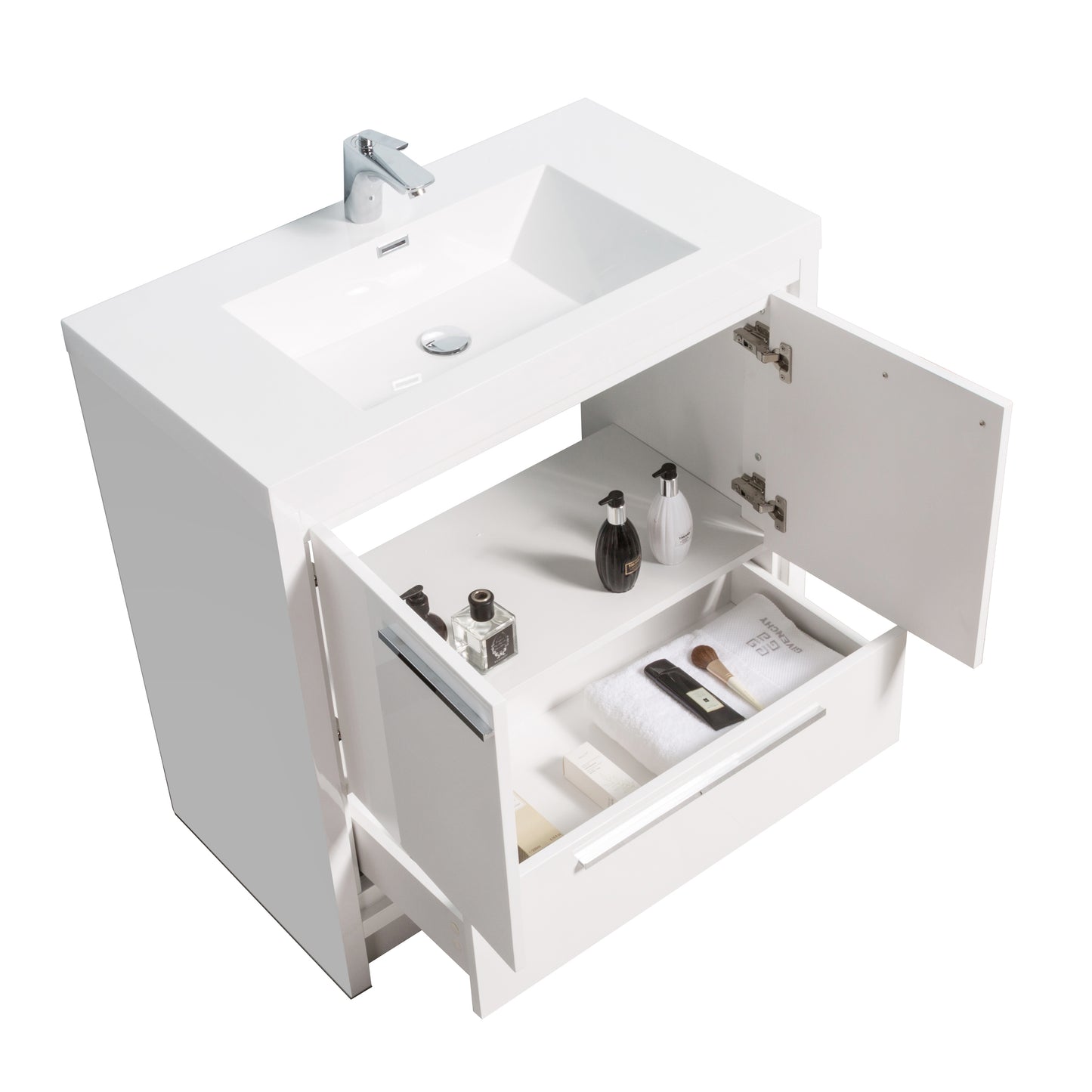 Boardwalk Modern Design Bathroom Furniture Set with Cabinet and Basin