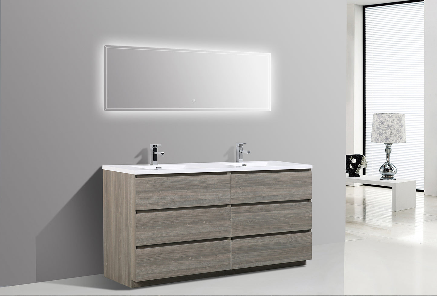 Cascade 71 in. Bathroom Furniture Set with Cabinet and Basin