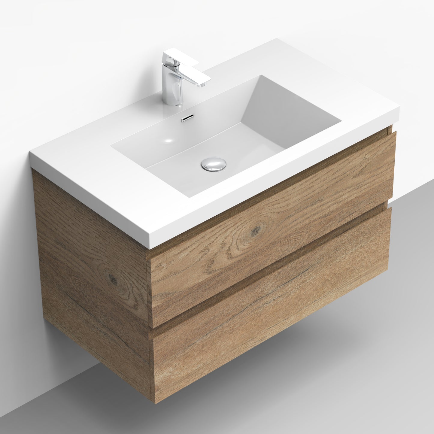 Newport Modern Design Oak Bathroom Furniture Set with Cabinet and Basin
