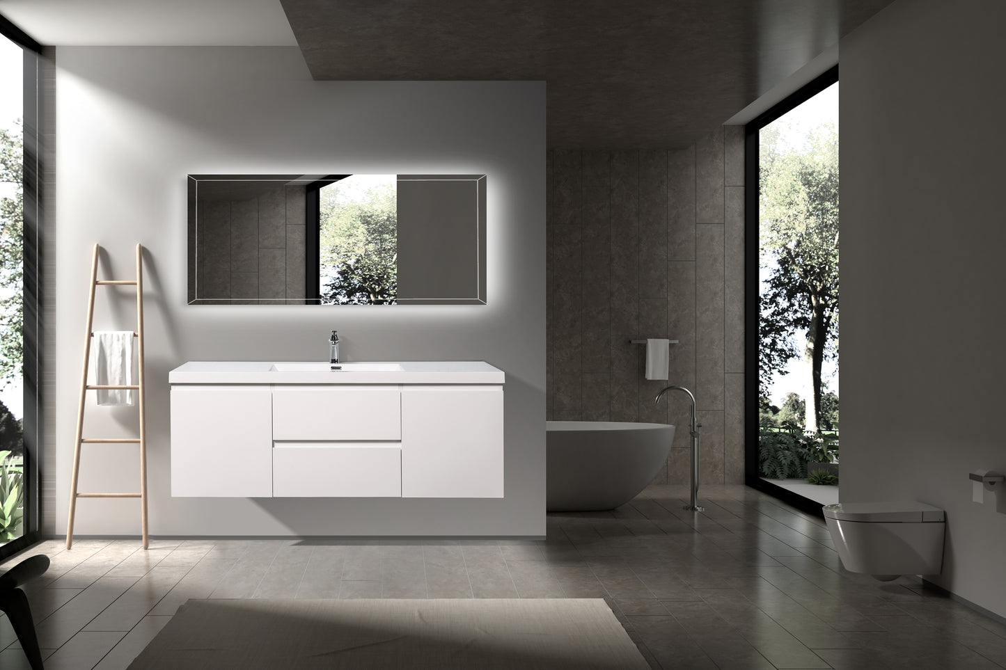 Newport Modern Design White Bathroom Furniture Set with Cabinet and Basin