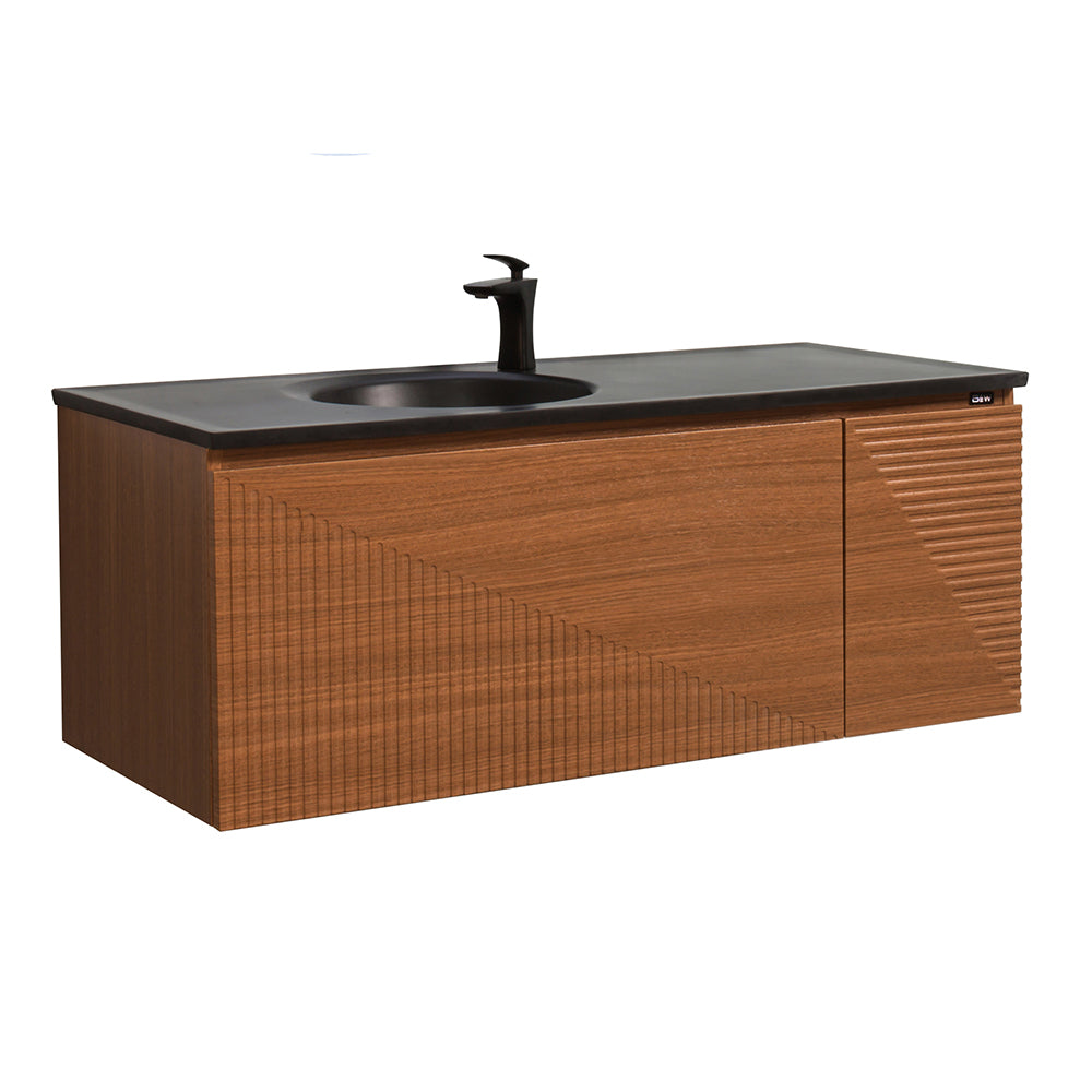 Sebastian Contemporary Wall Hung Bathroom Vanity Set with Black Quartz Sand Integrated Single Sink