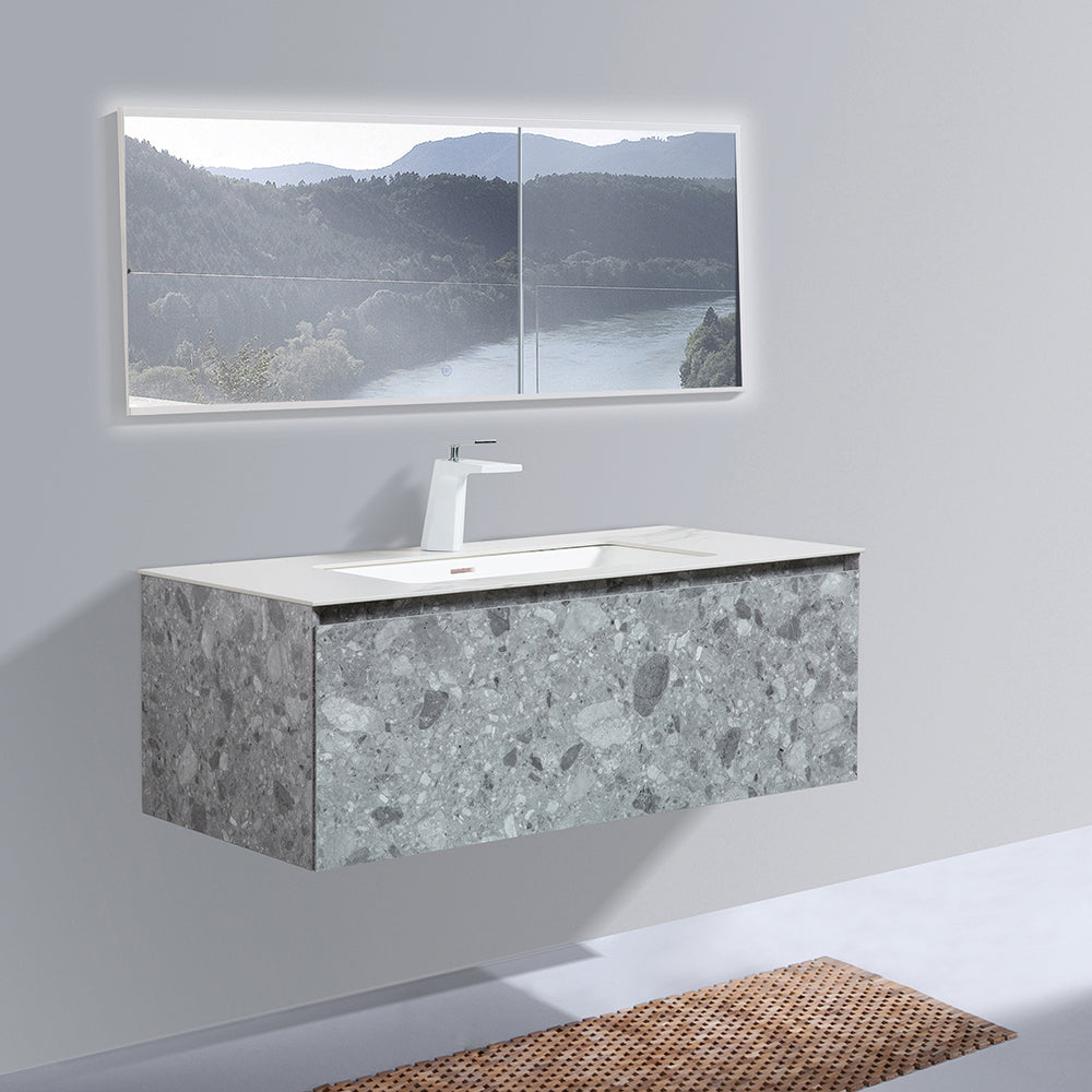 Terazzo Grey Bathroom Vanity with Imitation Stone Design