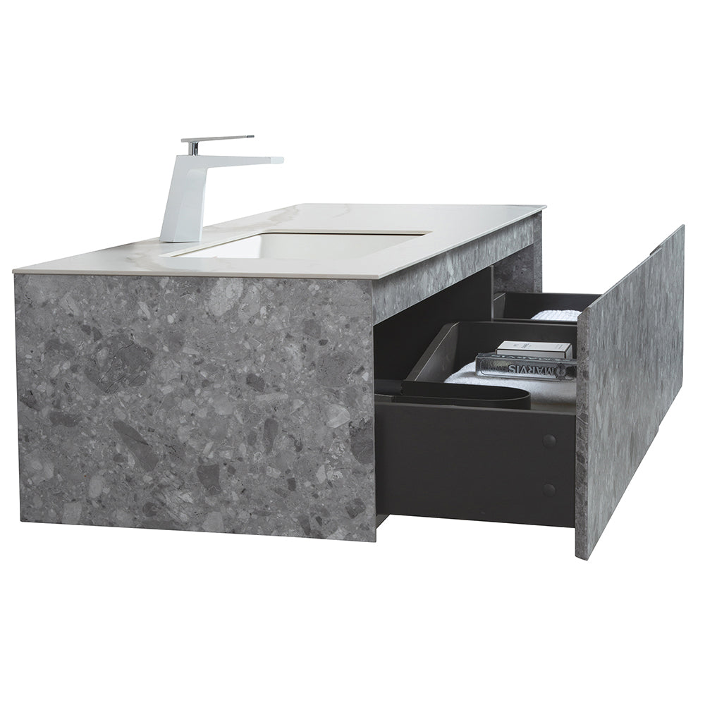 Terazzo Grey Bathroom Vanity with Imitation Stone Design