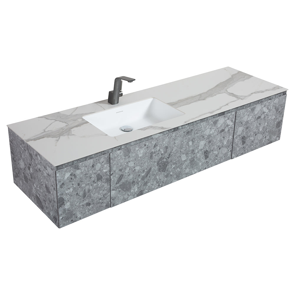 Terazzo Grey Bathroom Vanity with Imitation Stone Design